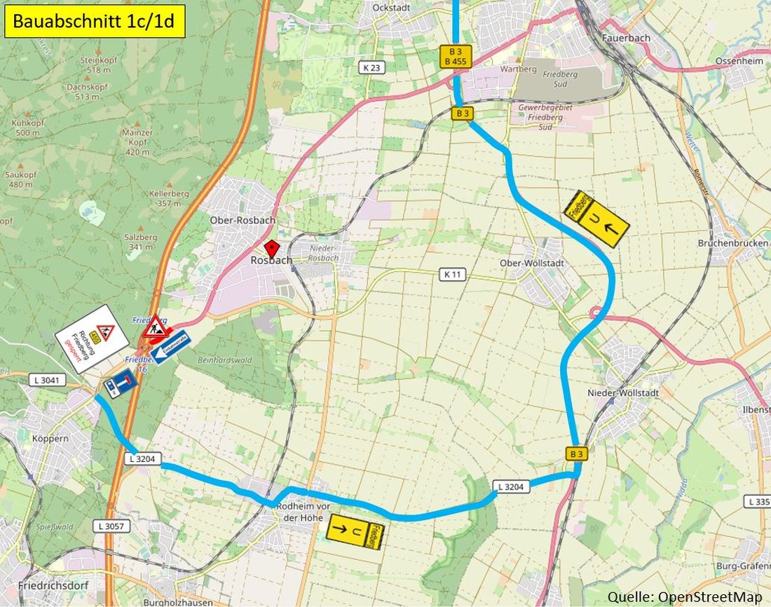 Straenbauarbeiten auf der B 455 in Rosbach v.d.H 1 AG
